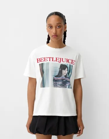 Футболка с принтом BERSHKA X BEETLEJUICE