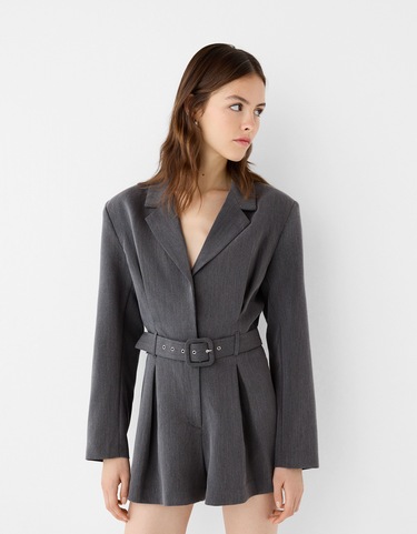 Oversize tailored playsuit with belt