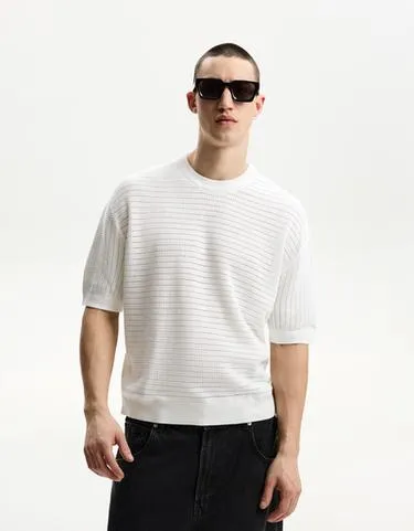 SHORT SLEEVE TEXTURED WEAVE T-SHIRT