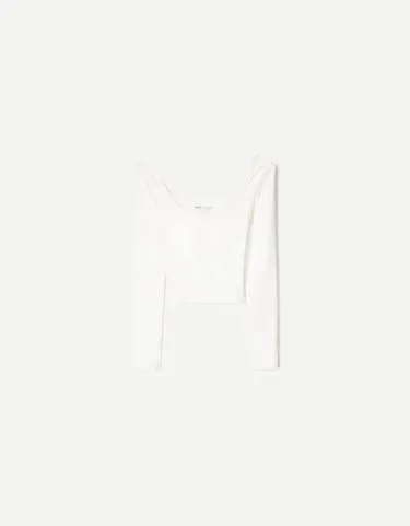 SQUARE NECKLINE LONG SLEEVE T-SHIRT