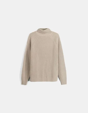 THICK FELT TEXTURE HIGH NECK SWEATER