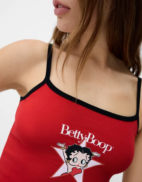 Топ на бретелях с принтом Betty Boop