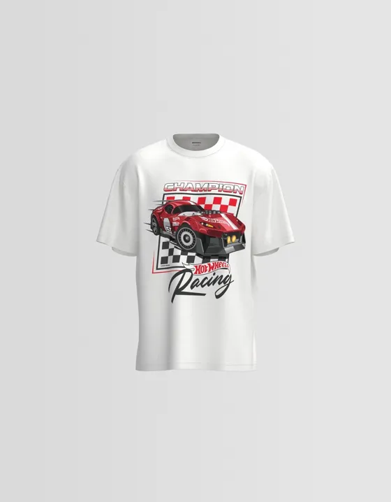 Футболка BERSHKA x HOT WHEELS с принтом