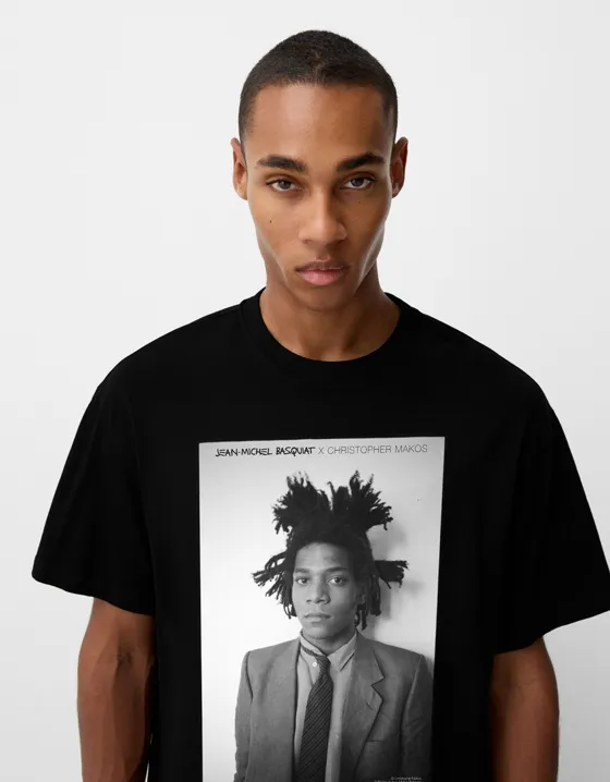 Футболка с короткими рукавами и принтом Basquiat photo by Makos