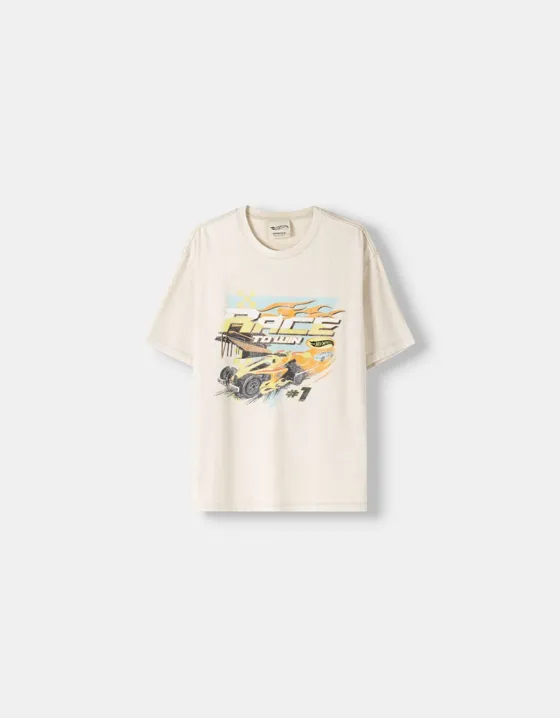 Футболка BERSHKA x HOT WHEELS с принтом