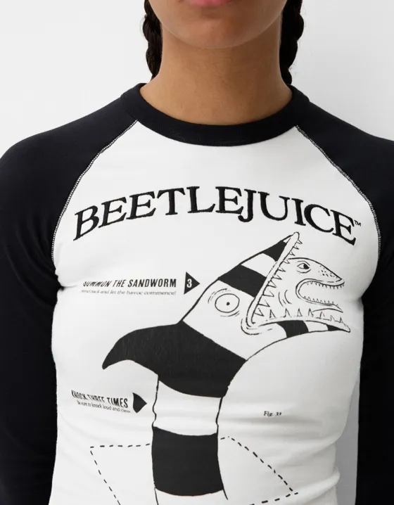 Футболка Bershka x Beetlejuice с длинными рукавами