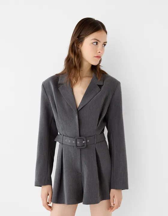 Oversize tailored playsuit with belt