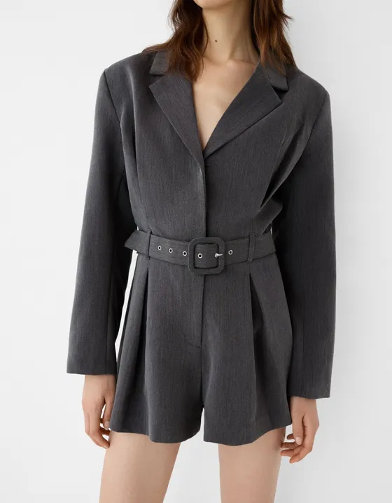 Oversize tailored playsuit with belt