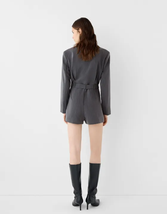 Oversize tailored playsuit with belt