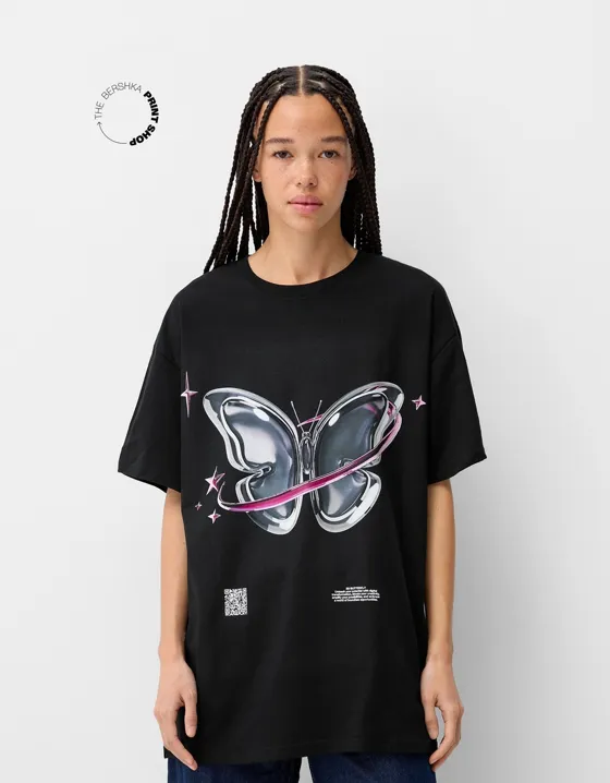 Футболка оверсайз Bershka Wearable Art